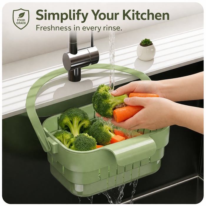 2-in-1 Foldable Sink Colander - Anti-Clog Filter & Organizer