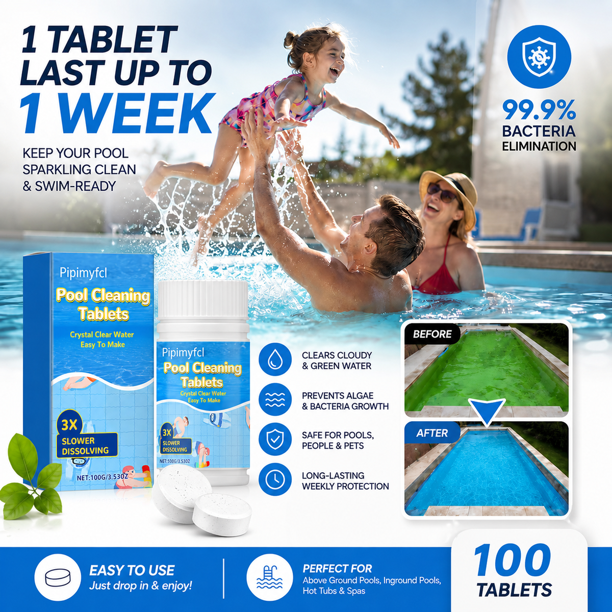 The Next-Gen Pool Purifier is here ✨ 2X Stronger Algae Control, Gentle & Safe for Kids! 👨‍👩‍👧‍👦