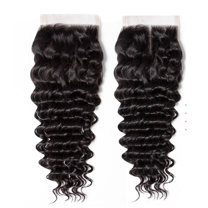 Malaysian Deep Wave 3 Bundles with 4*4 Closure Soft Unprocessed Virgin Human Hair