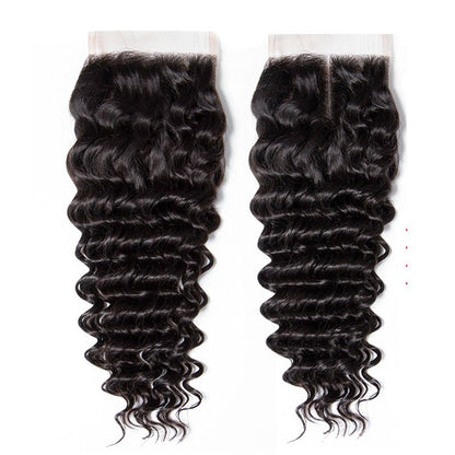 Malaysian Deep Wave 3 Bundles with 4*4 Closure Soft Unprocessed Virgin Human Hair