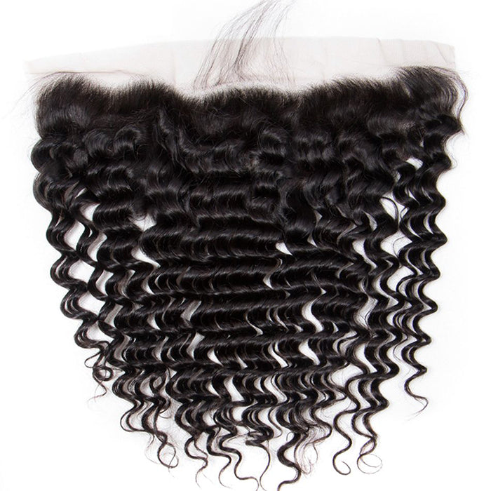 Peruvian Deep Wave 4 Bundles With 13x4 Lace Frontal 10A Virgin Human Hair Bundles With Frontal Deal