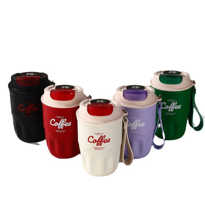 Coffee Vacuum Flask, 1 Count Portable Coffee Cup with Lid & Handle, Stainless Steel Insulated Water Bottle for Home, Office, and Outdoor Use, Insulated Travel Drinkware, Travel Coffee Mugs