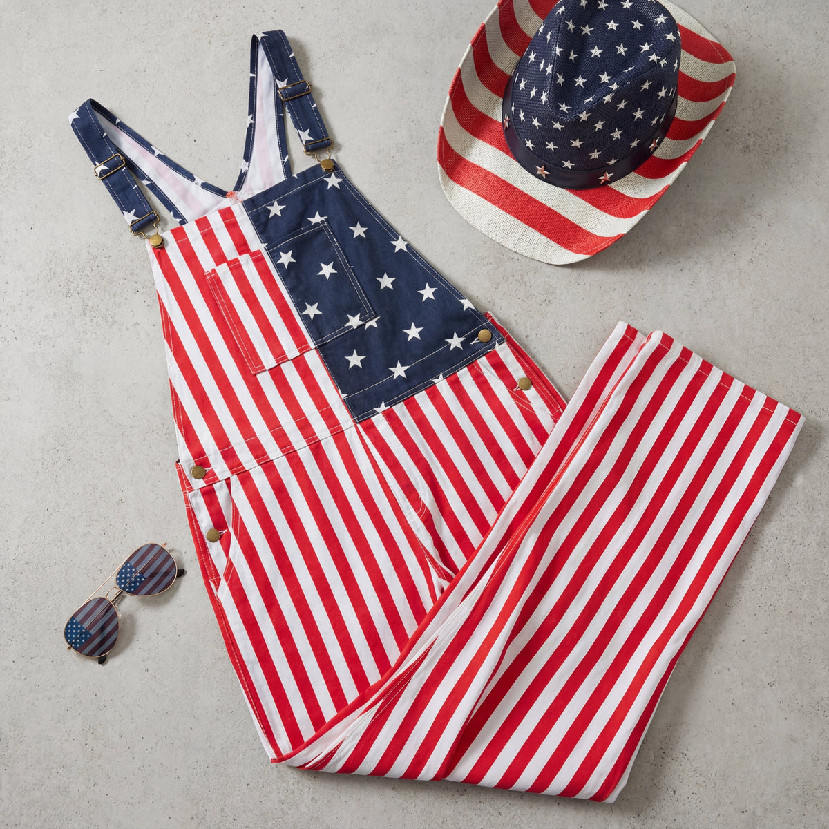 American Flag Long Overalls