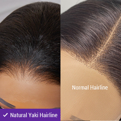 Natural Hairline Yaki Straight Glueless 13x4 Frontal HD Lace Long Wig 100% Human Hair - US Only
