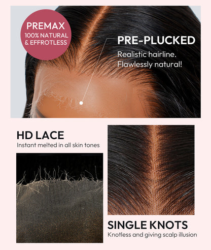 HD Lace Super Natural Hairline 28-40inch Silky Straight 13x6 Frontal Lace Wig Human Hair Pre-bleached