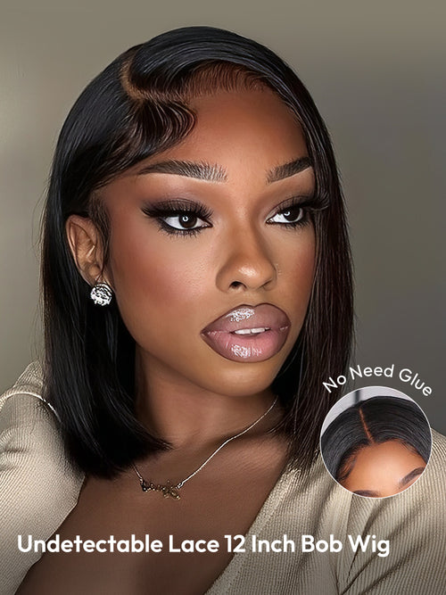 HD Lace Closure 12 Inch Bob Wig Straight Undetectable Lace Bob Wigs