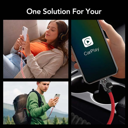 ⚡🔋mfish Armored Dragon 8 Coiled Cable (4-in-1, 240W) - Tangle-Free for Car & Desk