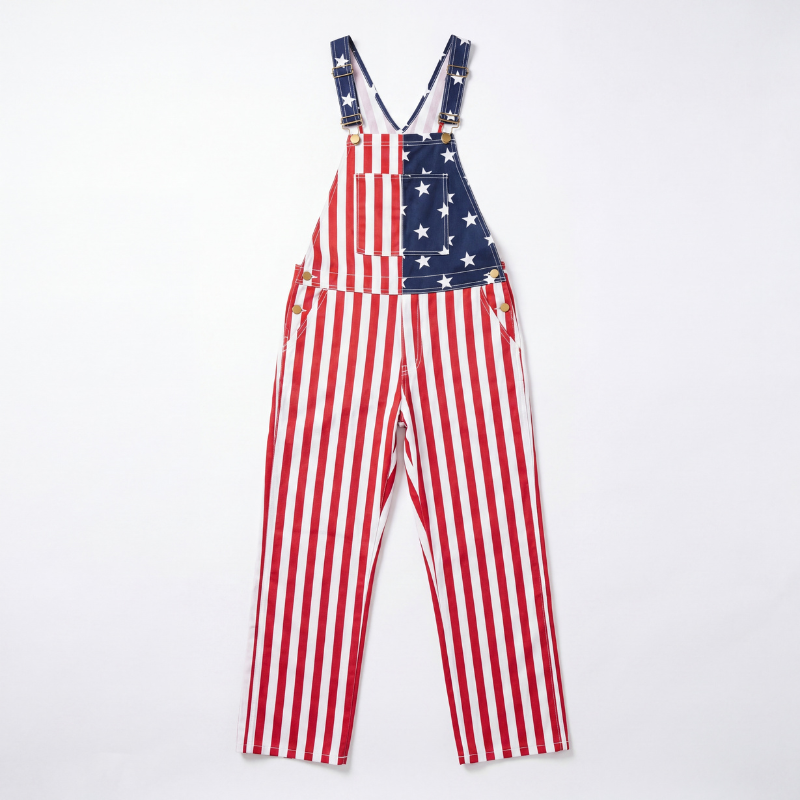American Flag Long Overalls