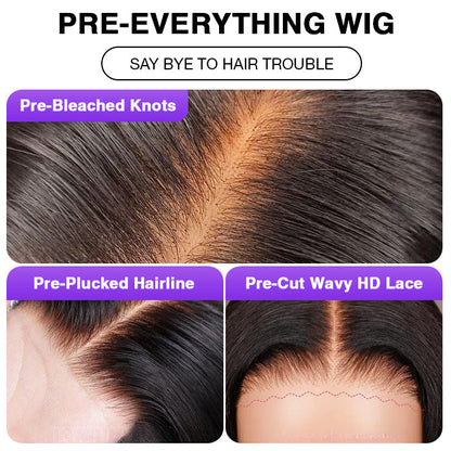 C-Shape Ear Design Deep Wave Glueless 8x5 HD Lace Wig Pre-Cut Closure Wig Wear Go Invisible Knots