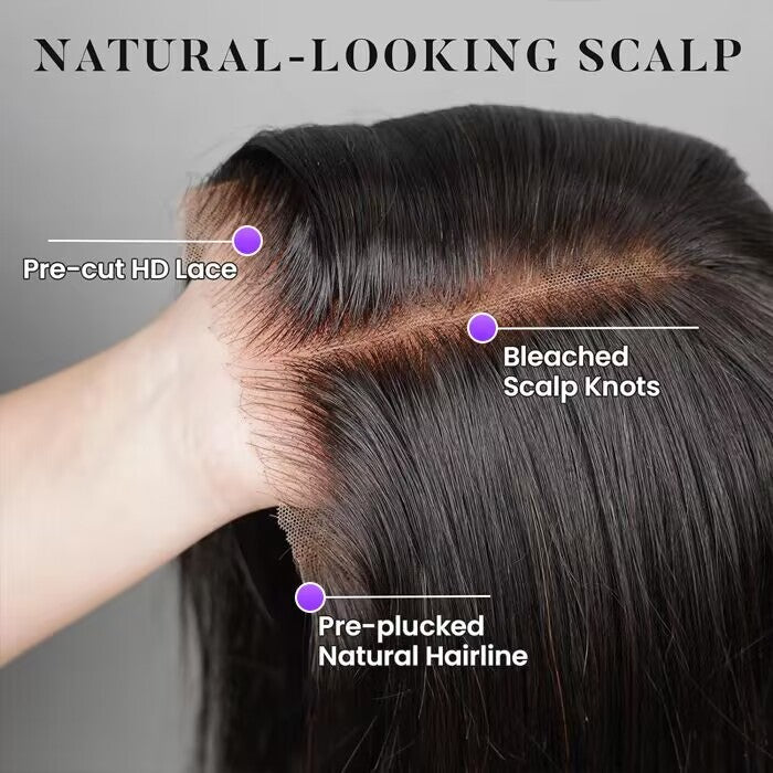 Deep Wave Glueless Wig With Elastic Drawstring 8x5 Closure HD Lace Human Hair Pre Everything Wigs No Skills Needed