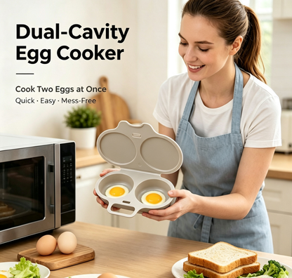 ⏰Last Day Sale-Buy 1 Get 1 Free⏰Microwave Egg Poacher – Dual-Cavity Steamer, Rapid Heating, Non-Stick PP – Ideal for Home, Office & Travel! 🔥