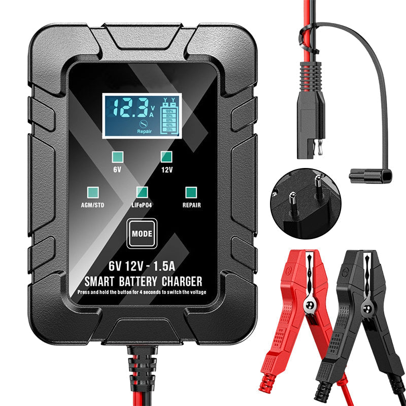 ⚡ 1.5A 6V/12V Automatic Battery Charger – Fast, Safe & Reliable Charging 🔋✨