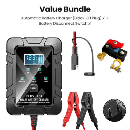 ⚡ 1.5A 6V/12V Automatic Battery Charger – Fast, Safe & Reliable Charging 🔋✨