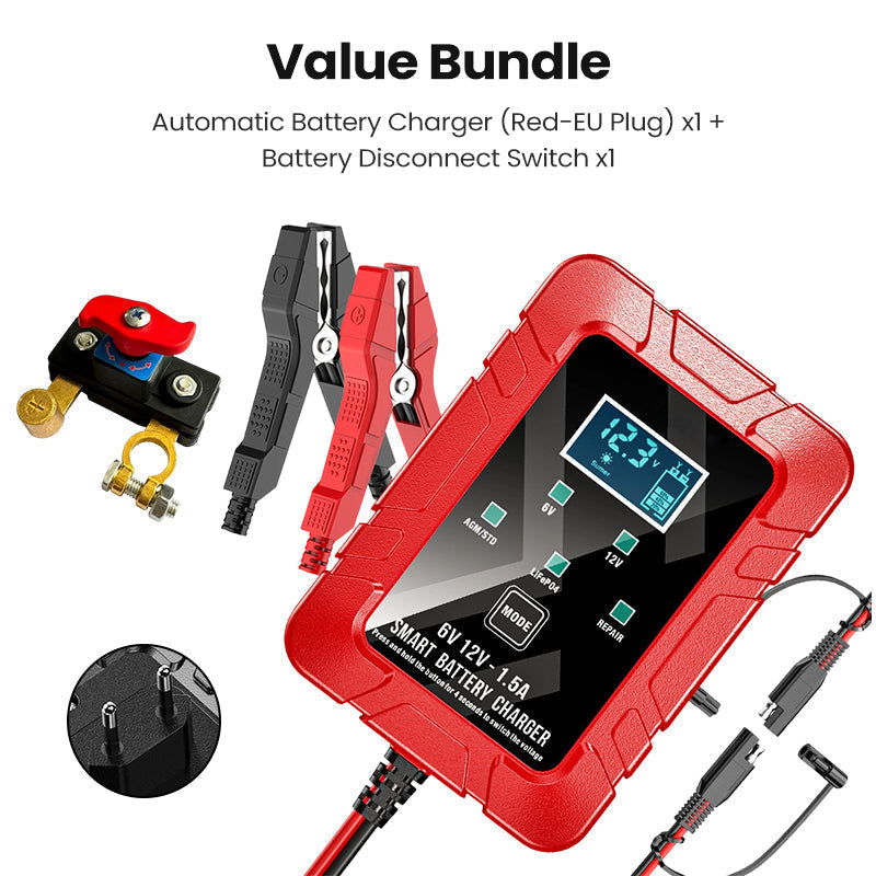 ⚡ 1.5A 6V/12V Automatic Battery Charger – Fast, Safe & Reliable Charging 🔋✨
