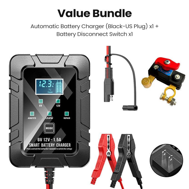 ⚡ 1.5A 6V/12V Automatic Battery Charger – Fast, Safe & Reliable Charging 🔋✨