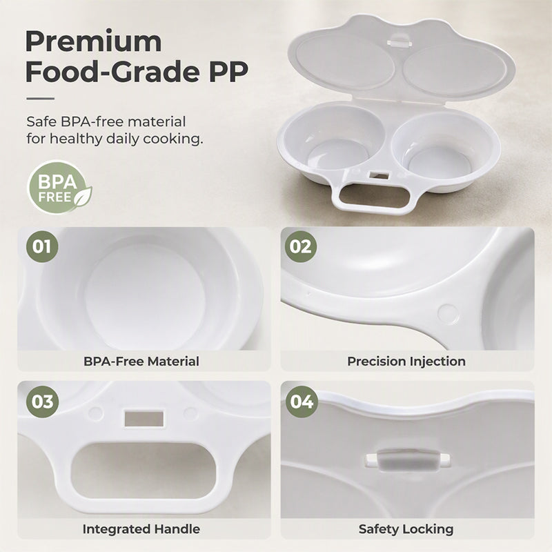 ⏰Last Day Sale-Buy 1 Get 1 Free⏰Microwave Egg Poacher – Dual-Cavity Steamer, Rapid Heating, Non-Stick PP – Ideal for Home, Office & Travel! 🔥