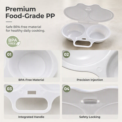 ⏰Last Day Sale-Buy 1 Get 1 Free⏰Microwave Egg Poacher – Dual-Cavity Steamer, Rapid Heating, Non-Stick PP – Ideal for Home, Office & Travel! 🔥