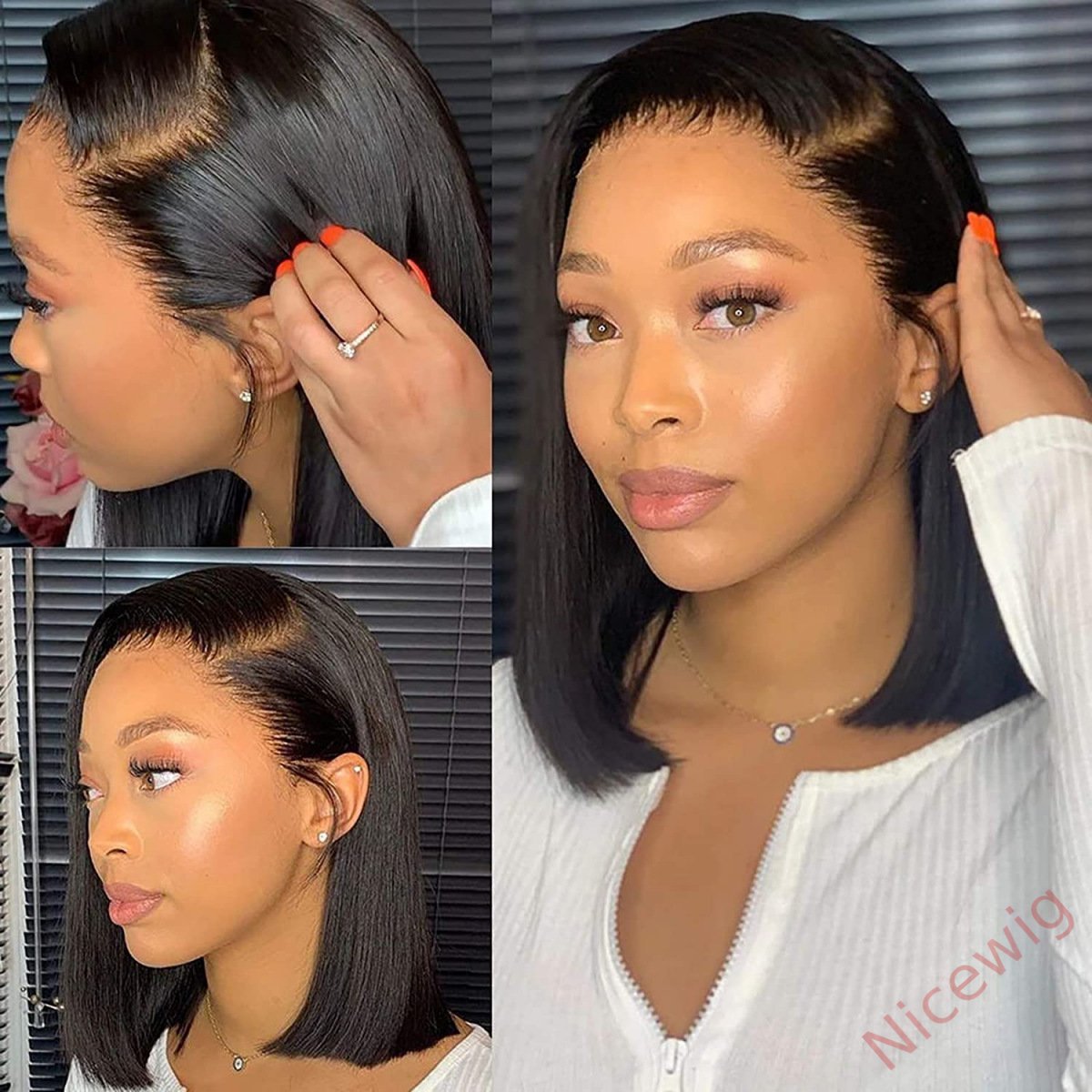 Black Brazilian Straight Hair BOB Wigs Lady Wig
