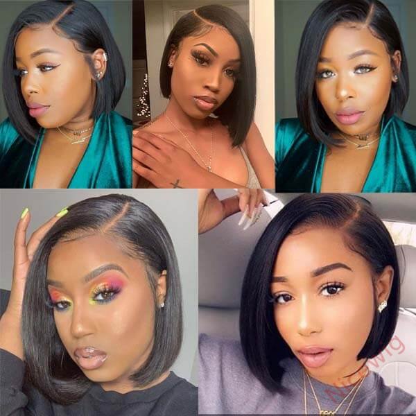 Black Brazilian Straight Hair BOB Wigs Lady Wig