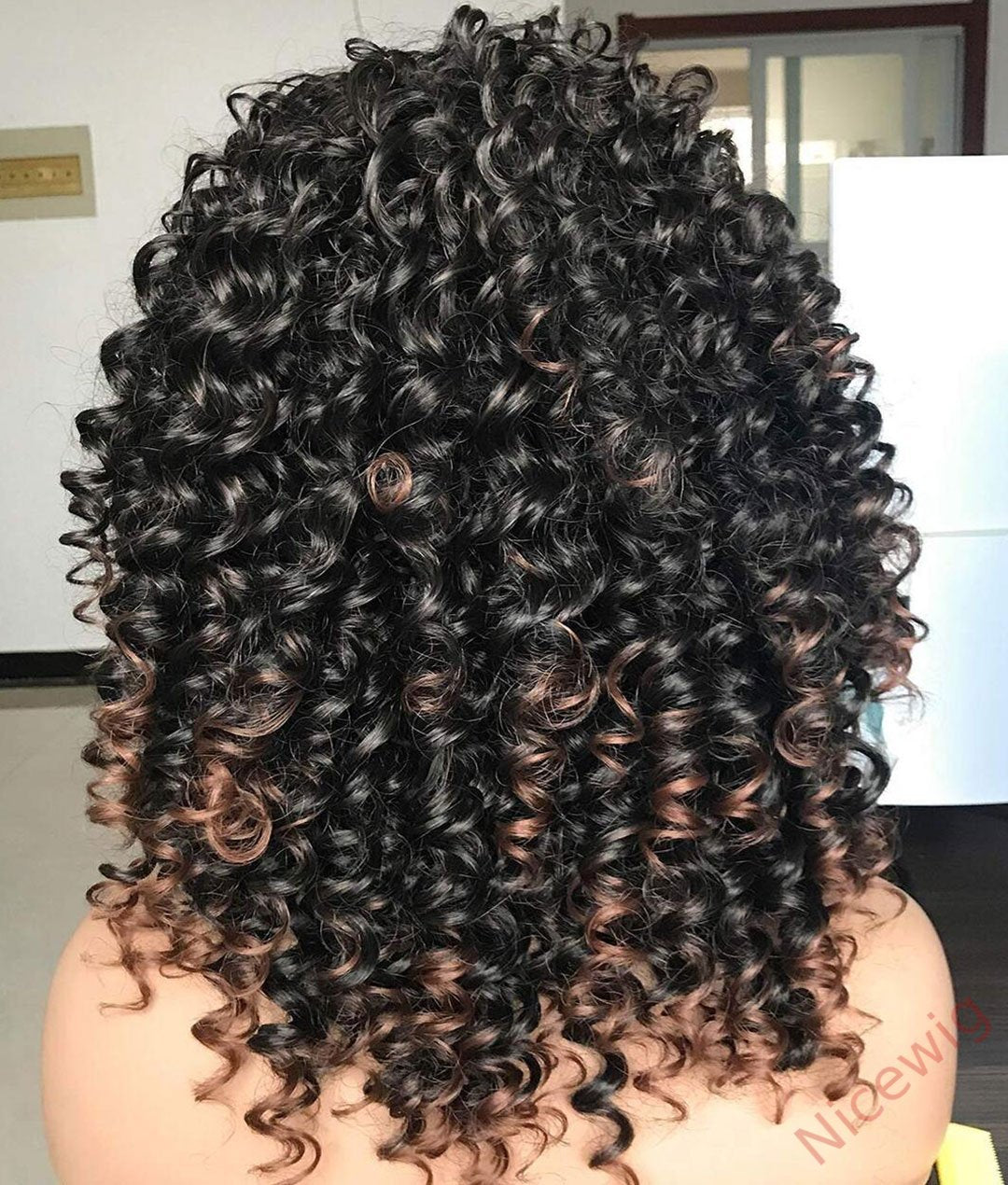 Salt and Pepper Glueless Curly Wig With Bangs