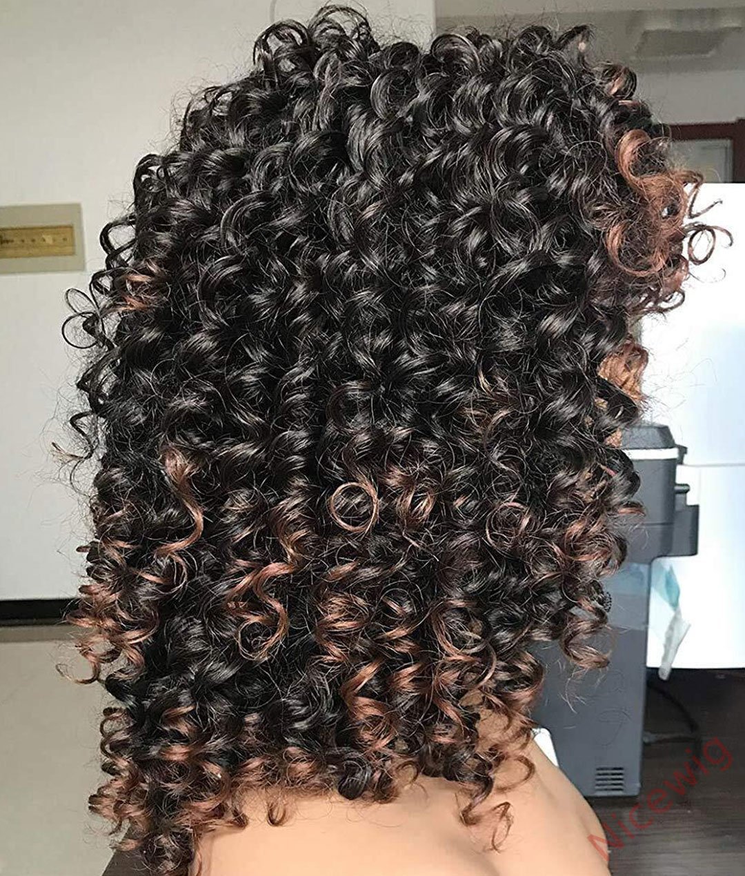 Salt and Pepper Glueless Curly Wig With Bangs