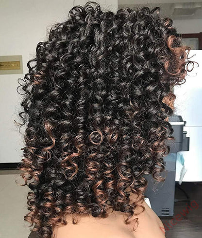 Salt and Pepper Glueless Curly Wig With Bangs