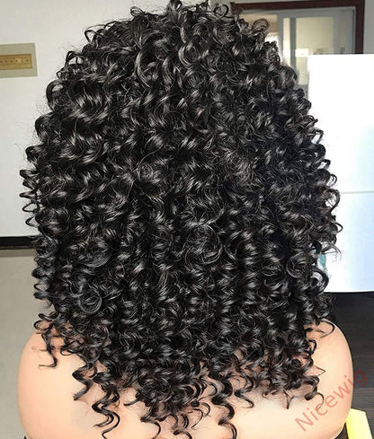 Salt and Pepper Glueless Curly Wig With Bangs